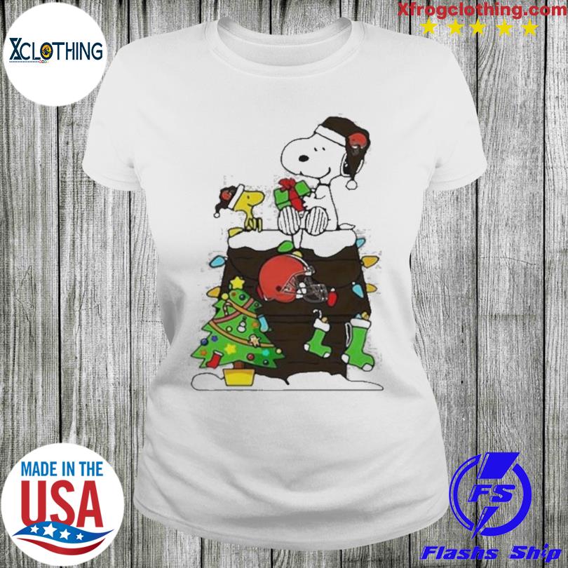 Snoopy Woodstock Cleveland Browns Christmas Shirt - High-Quality