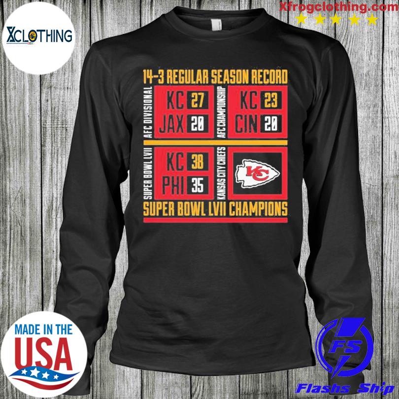 Kansas City Chiefs Super Bowl LVII Champions Scoreboard Showcase shirt,  hoodie, sweater, long sleeve and tank top