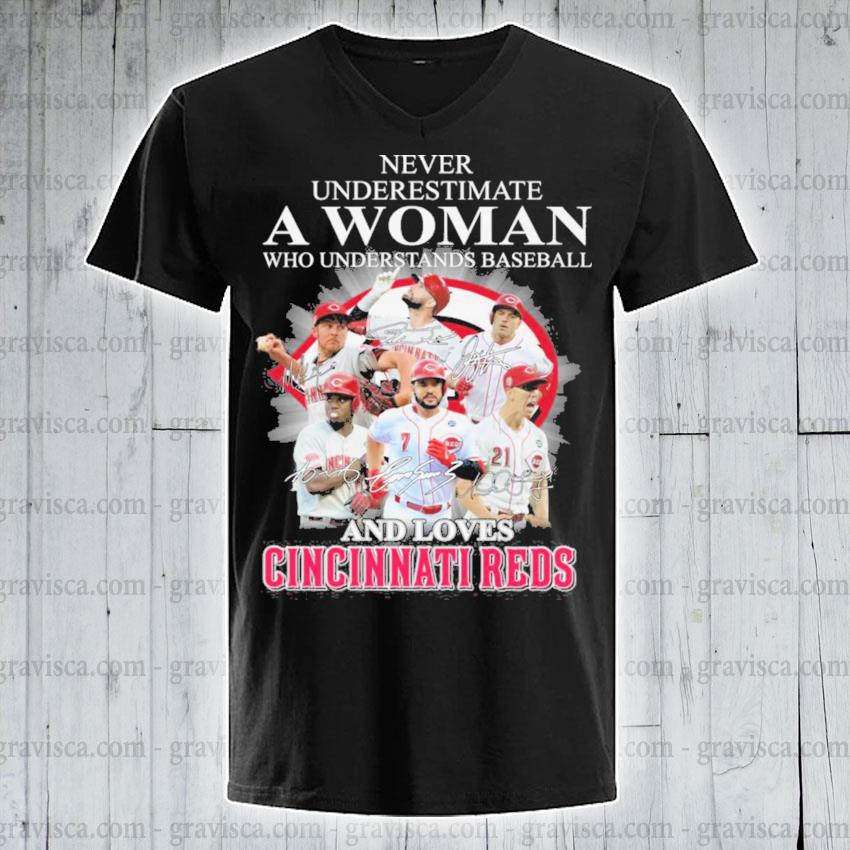 Official never underestimate a woman who understands baseball and loves cincinnati  reds shirt, hoodie, sweater, long sleeve and tank top