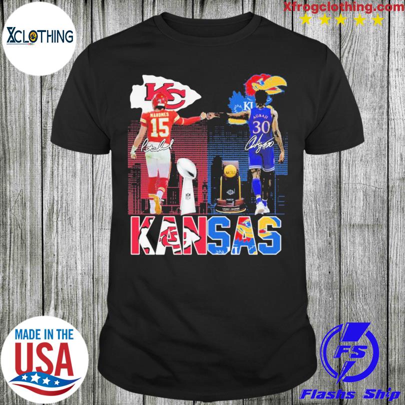 Kansas Sport teams Patrick Mahomes Ochai Agbaji And Salvador Pérez  Signatures 2022 Shirt