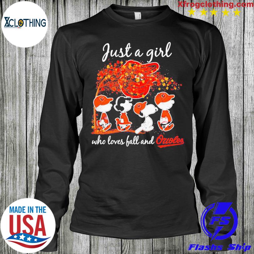The Peanuts Just A Girl Who Loves Fall Orioles Shirt