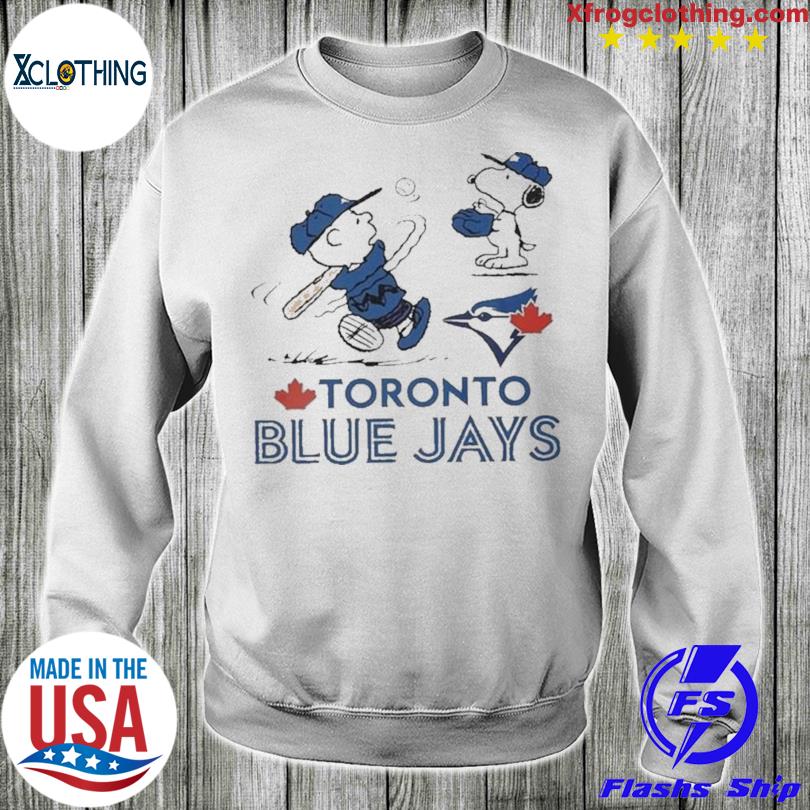 Peanuts Charlie Brown And Snoopy Playing Baseball Toronto Blue Jays Shirt