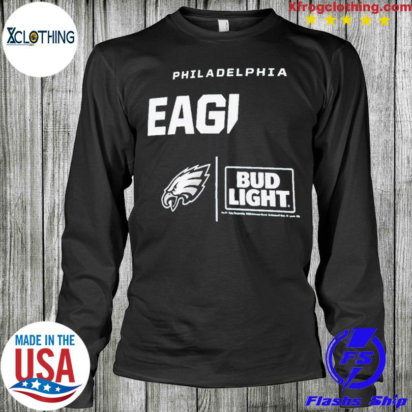 Bud Light Philadelphia Eagles Black Custom T Shirt - Hopped-Up Tees