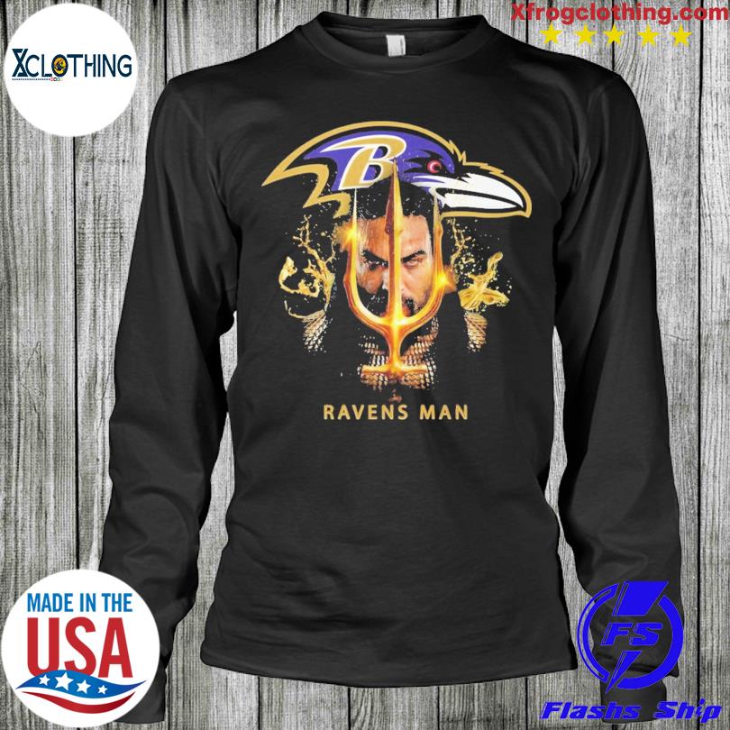 Design ravens man x aquaman shirt, hoodie, sweater, long sleeve and tank top