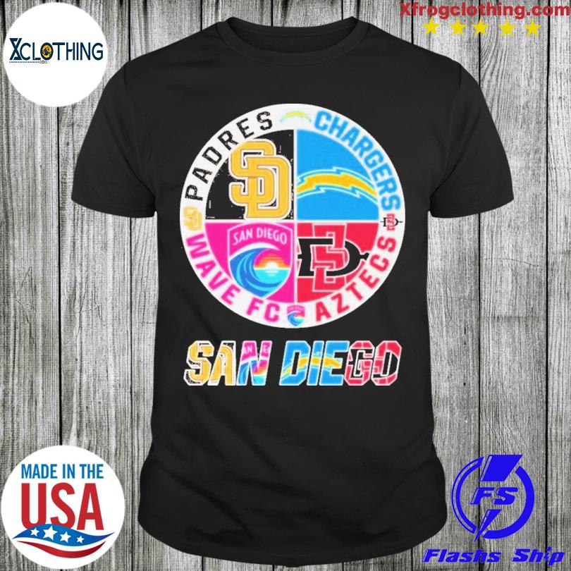 San Diego Wave FC and Padres and Chargers and Aztecs logo shirt, hoodie,  sweater and long sleeve