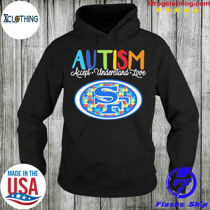 Custom Name And Number NFL San Francisco 49ers Special Autism Awareness  Design Hoodie - Torunstyle