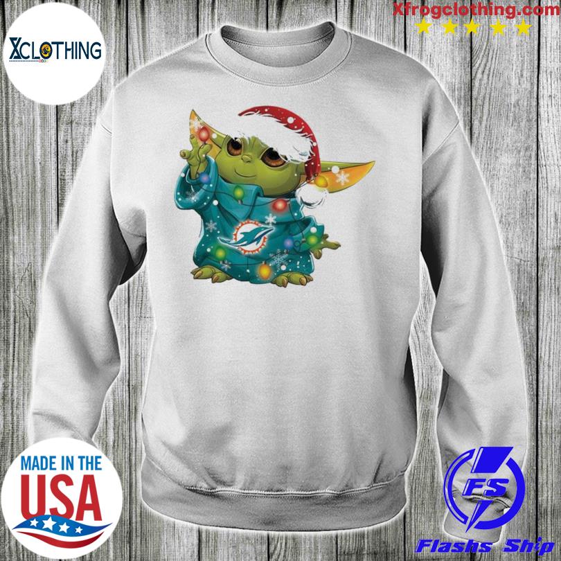 Baby Yoda Santa Hat Miami Dolphins Christmas 2022 Shirt - NVDTeeshirt