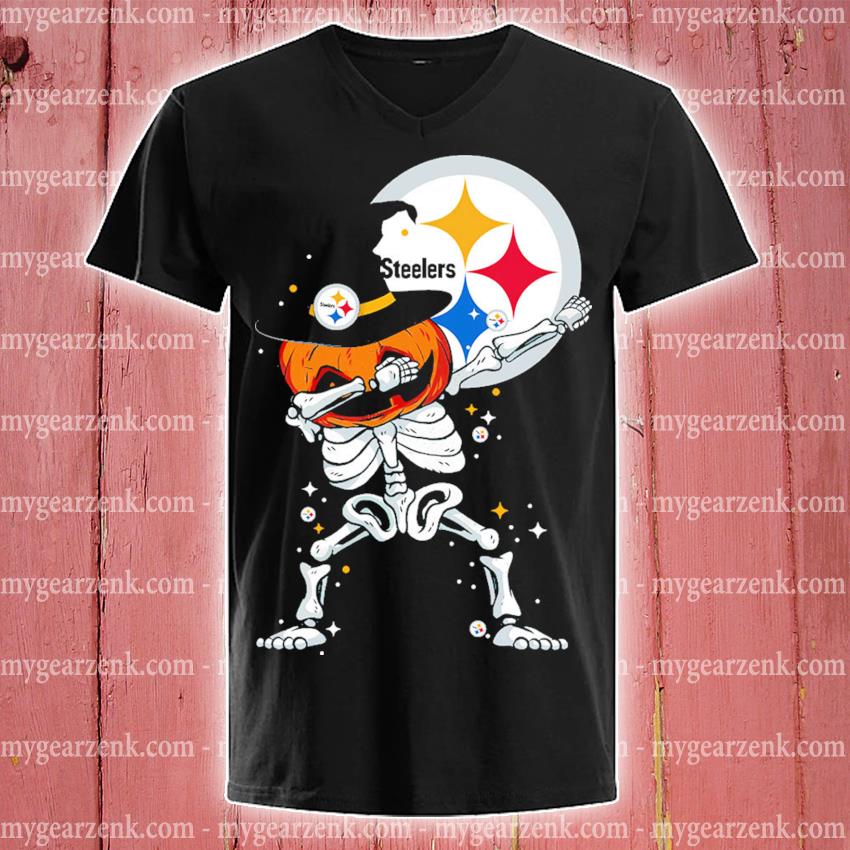 Dabbing pumpkin skeleton Pittsburgh Steelers halloween shirt, hoodie,  sweater, long sleeve and tank top