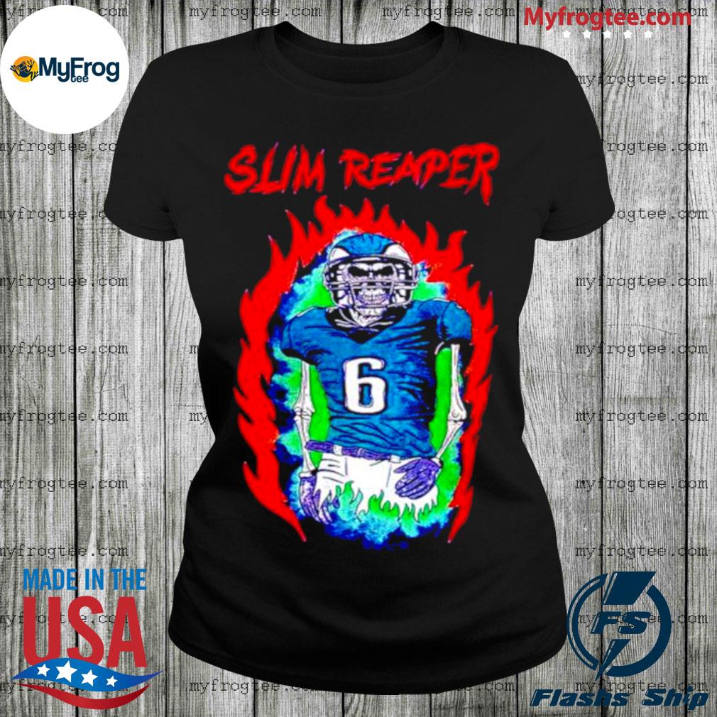 Eagles DeVonta Smith Slim Reaper T Shirt | Phi Apparel Co. White / L