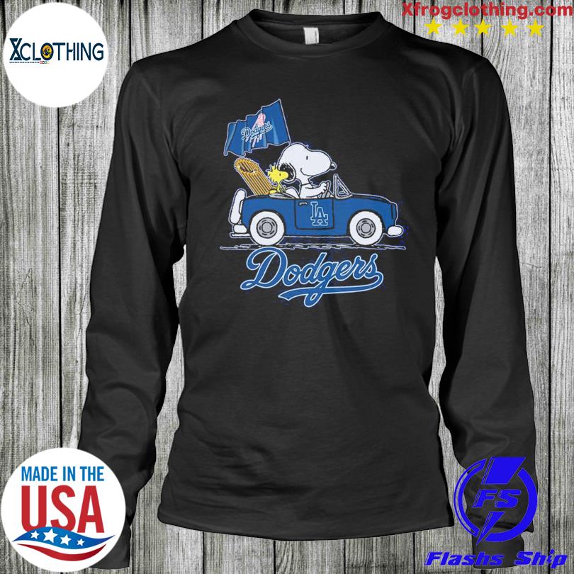 Snoopy and Woodstock driving car Los Angeles Dodgers shirt