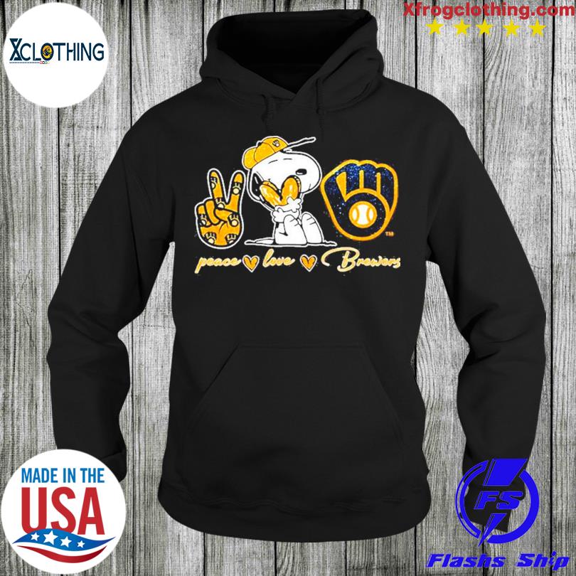 Snoopy Peace Love Milwaukee Brewers shirt, hoodie, sweater and long sleeve