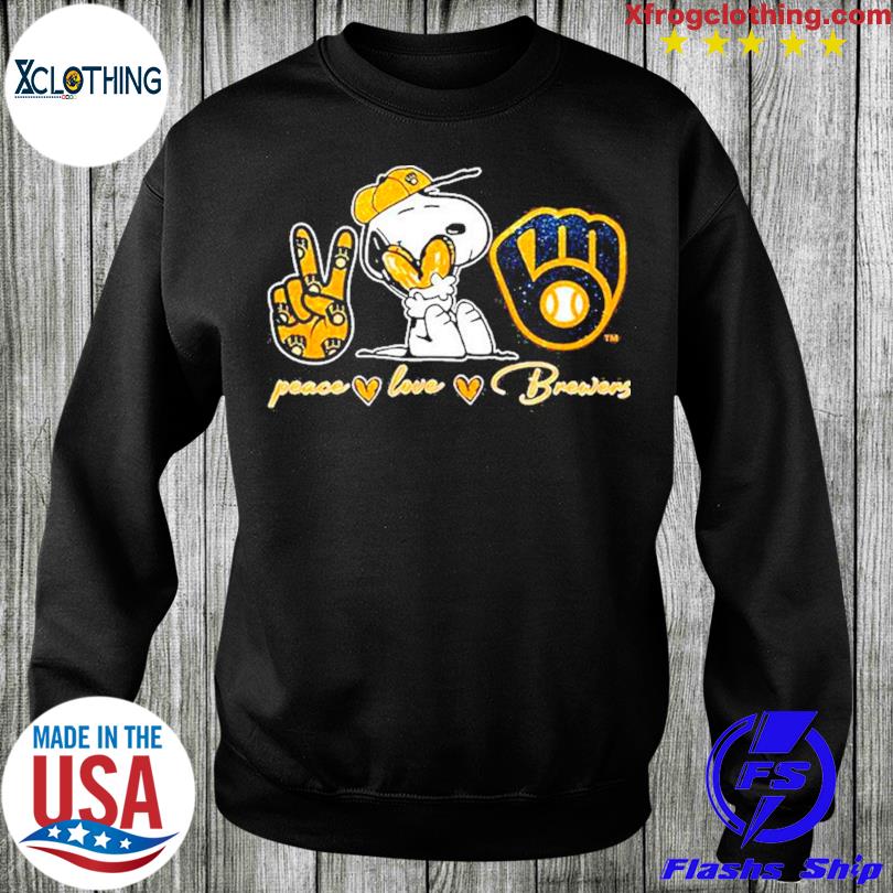 Snoopy Peace Love Milwaukee Brewers T-shirt,Sweater, Hoodie, And