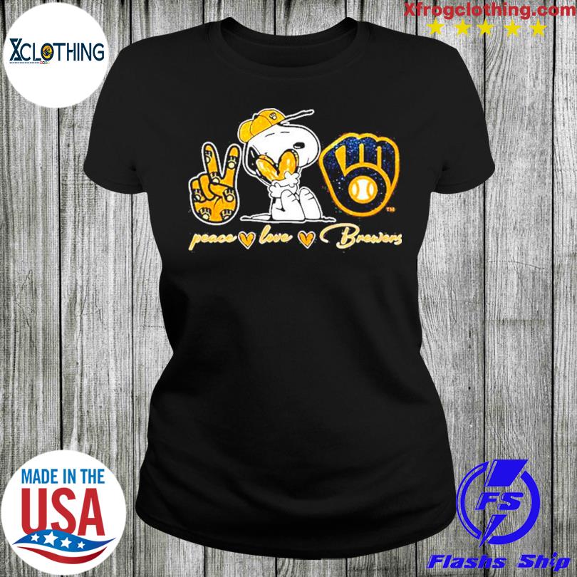 Snoopy Peace Love Milwaukee Brewers T-shirt,Sweater, Hoodie, And