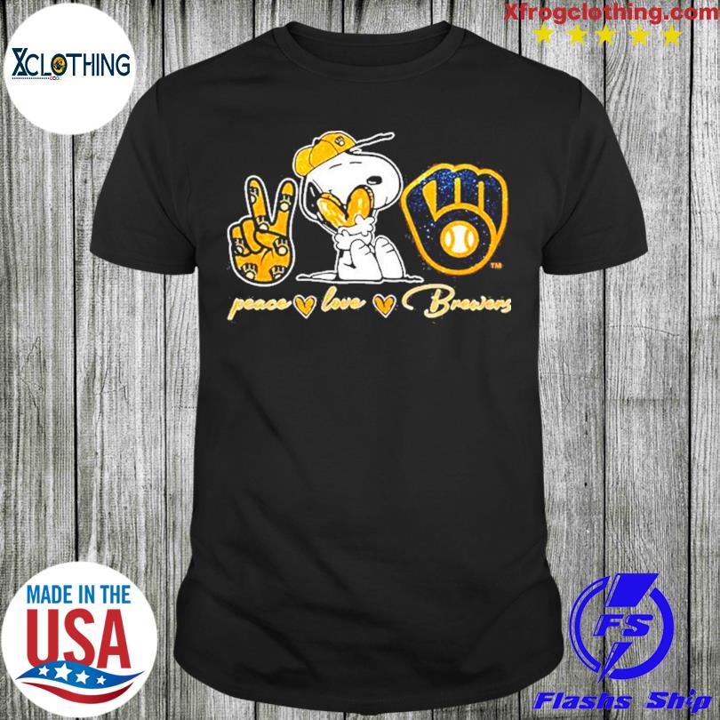 Snoopy Peace Love Milwaukee Brewers shirt, hoodie, sweater and long sleeve