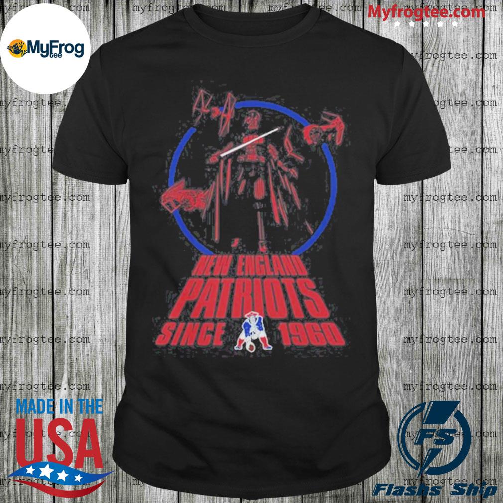 New England Patriots Helmet Retro T-Shirt from Homage. | Officially Licensed Vintage NFL Apparel from Homage Pro Shop.