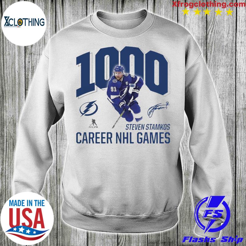 Steven Stamkos Tampa Bay Lightning Fanatics Branded 1000 Career Games  T-shirt - Shibtee Clothing