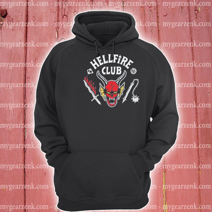 Stranger Things 4 Hellfire Club Skull and Weapons Tee Shirt