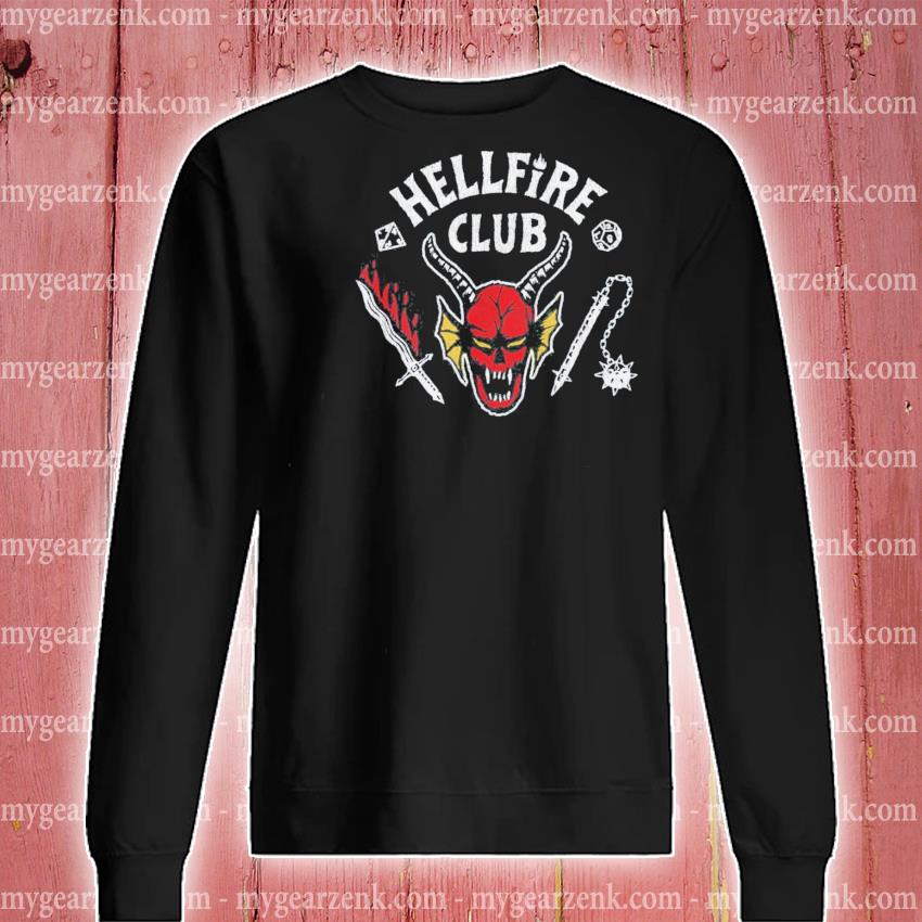 Stranger Things 4 Hellfire Club Skull and Weapons Tee Shirt