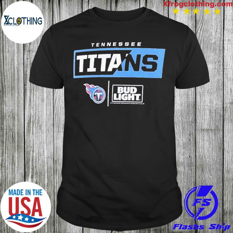 Official tennessee Titans fanatics branded NFL x bud light T-shirt