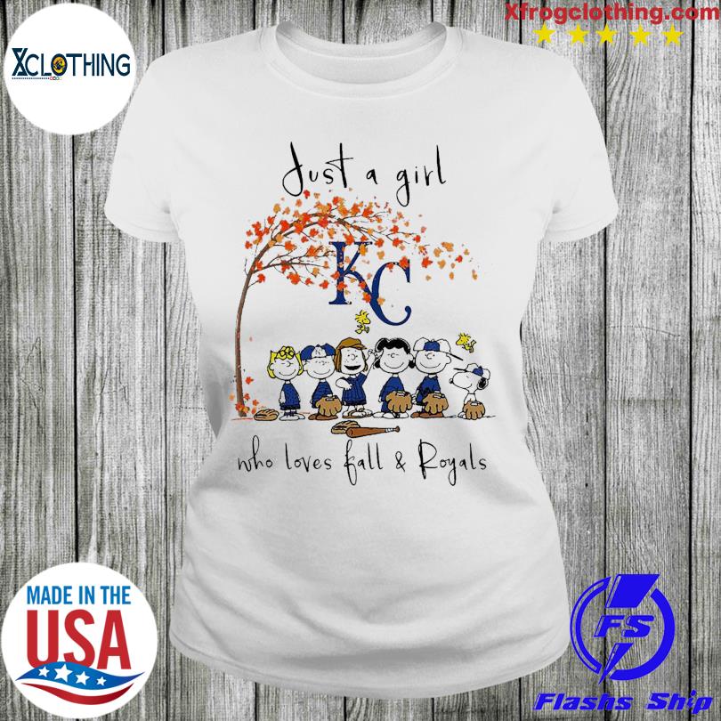 Official The Peanuts just a girl who loves fall Kansas city royals T-shirt,  hoodie, tank top, sweater and long sleeve t-shirt