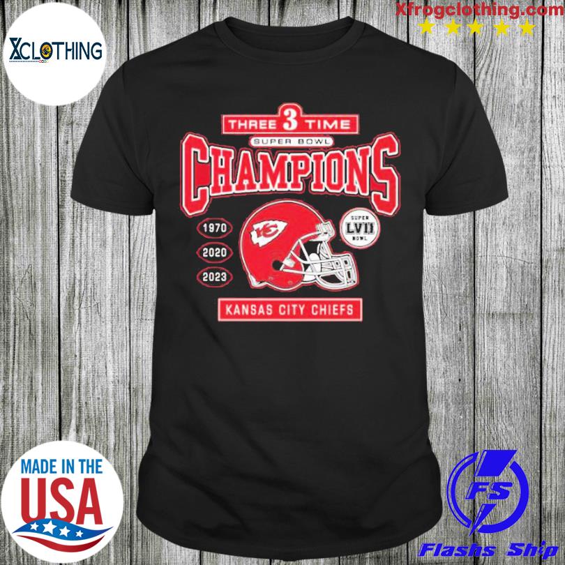 Three Time Super Bowl Champions 1970 2020 2023 Kansas City Chiefs T-Shirt