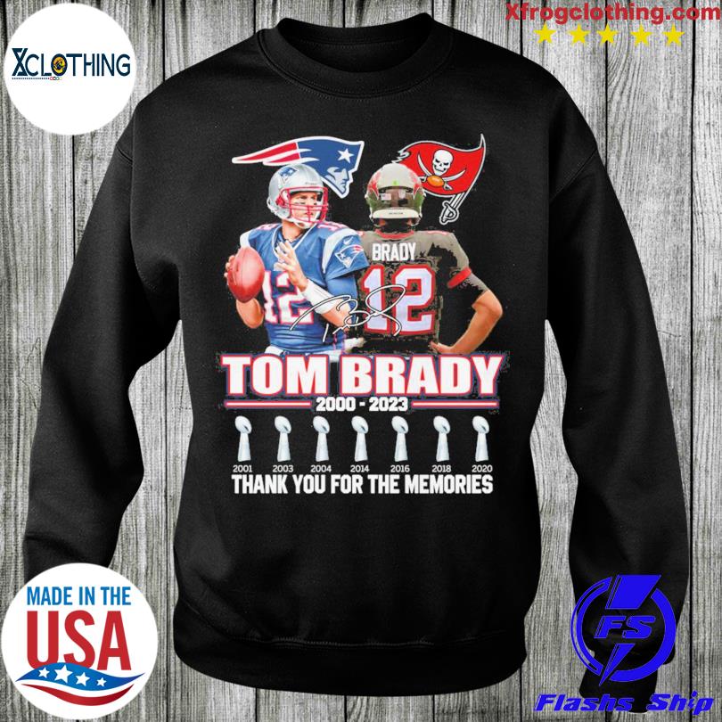 12 Tom Brady New England Patriots 2000 2019 Tampa Bay Buccaneers 2020  Present Thank You For The Memories 2022 T-Shirt - Anynee