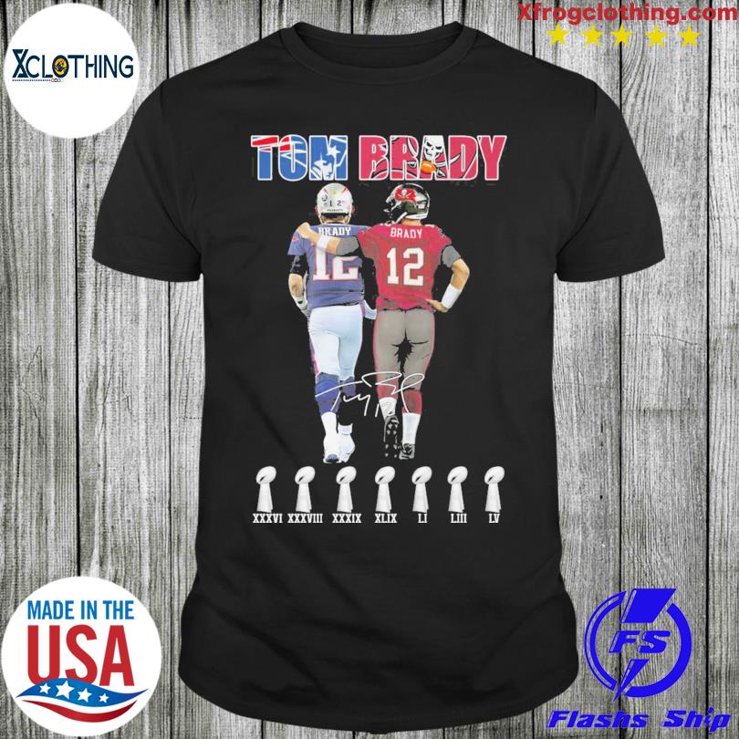 Tom Brady Tampa Bay Buccaneers and New England Patriots signatures shirt,  hoodie, sweater and long sleeve