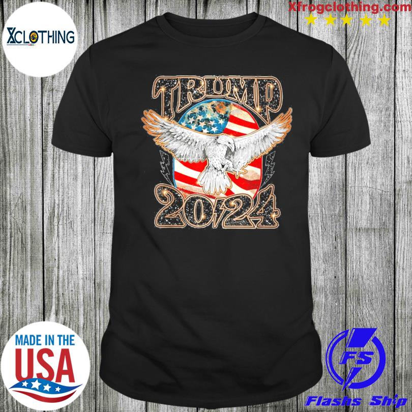 Womens Epic USA Gold-Colored Flag Eagle Bikers For Trump 2024 V-Neck T-Shirt