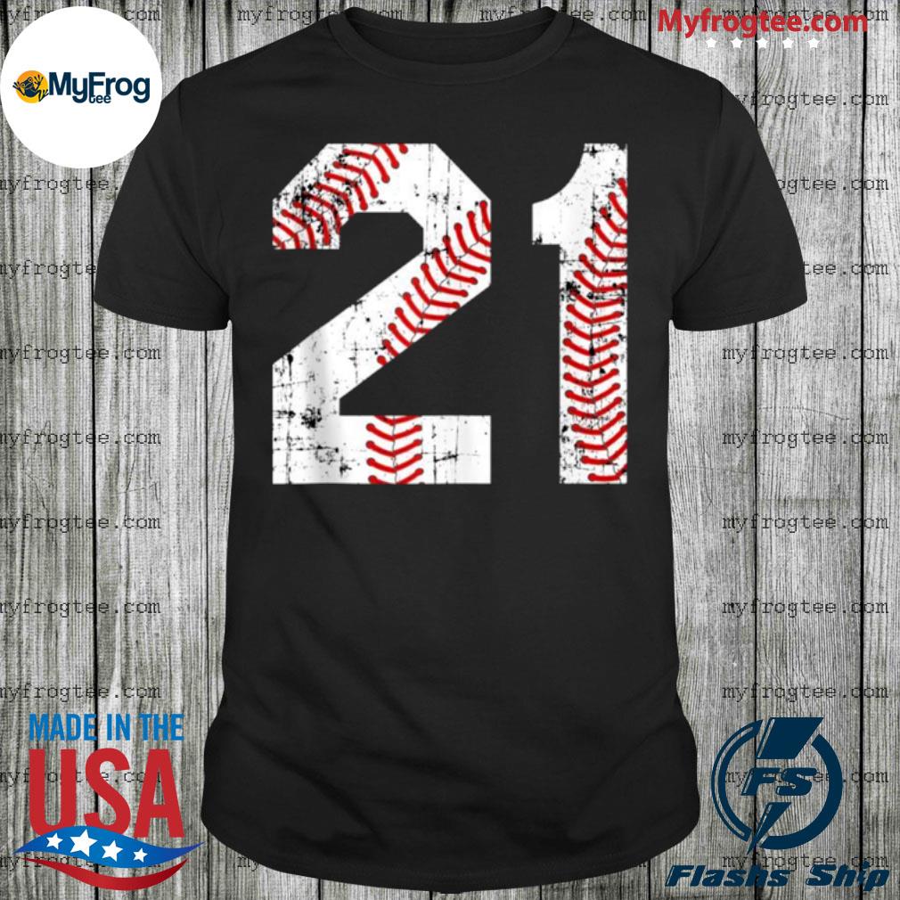 Vintage Baseball Jersey Number 21 T-Shirt Player Number