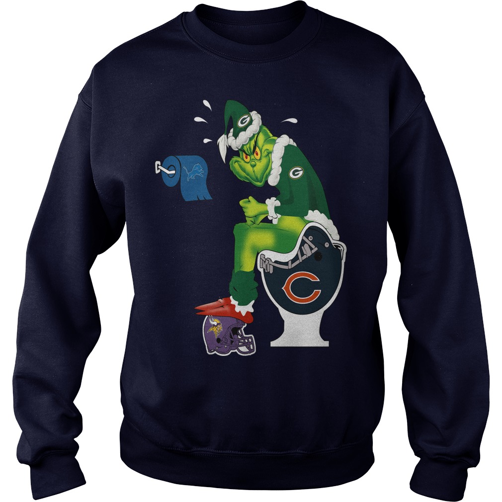 Santa Grinch Green Bay Packers Chicago Bears Detroit Lions Minnesota  Vikings toilet shirt, hoodie, sweater, ladies-teee and tank top