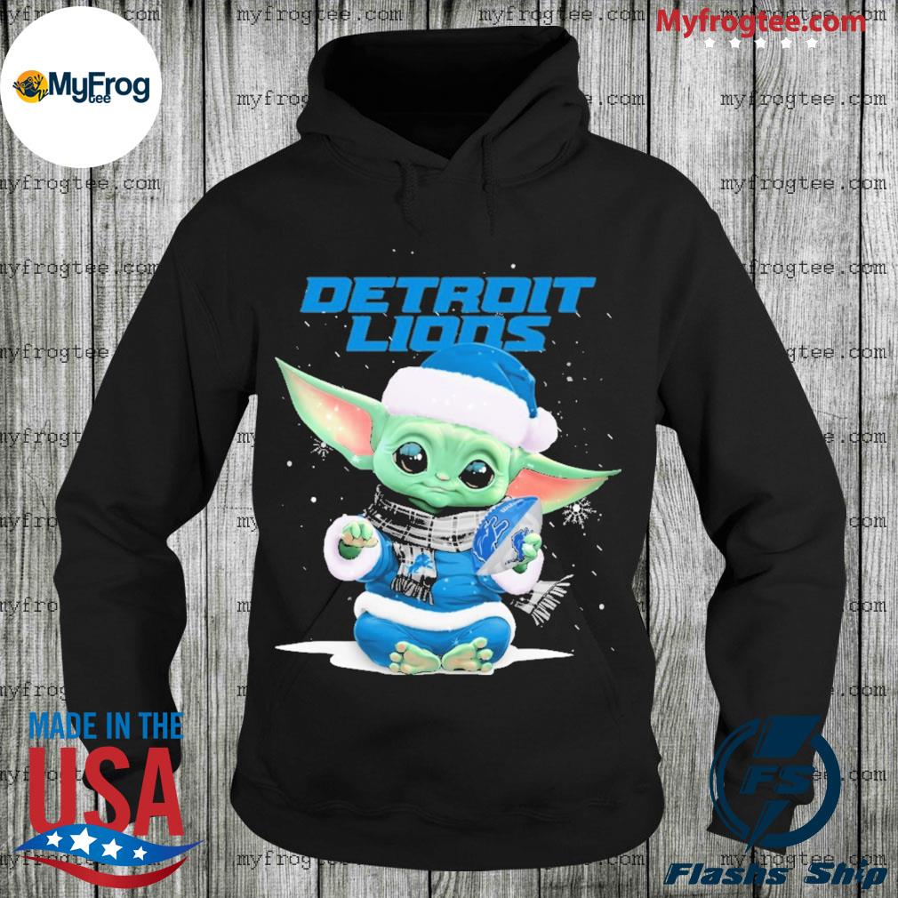 Baby Yoda play Rugby Detroit Lions Merry Christmas shirt, hoodie, sweater  and long sleeve