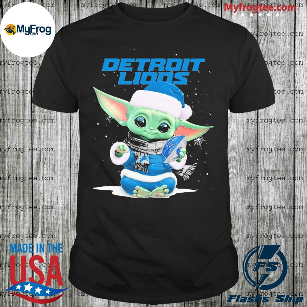 Baby Yoda play Rugby Detroit Lions Merry Christmas shirt, hoodie