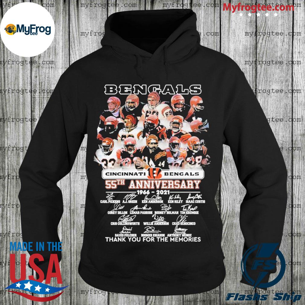 Cincinnati Bengals Anniversary 1966 2021 signatures thank you for the  memories shirt, hoodie, sweater and long sleeve