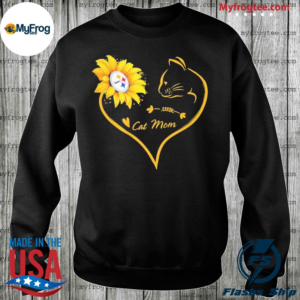 Heart Cat mom and Sunflower Steelers shirt, hoodie, sweater and long sleeve