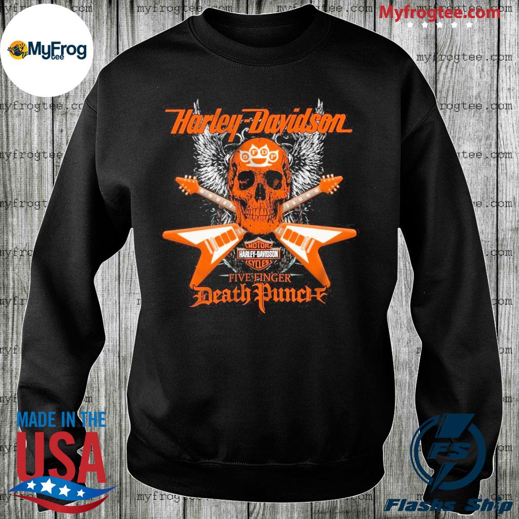 Skull Guitar Harley Davidson Five finger Death Punch shirt, hoodie