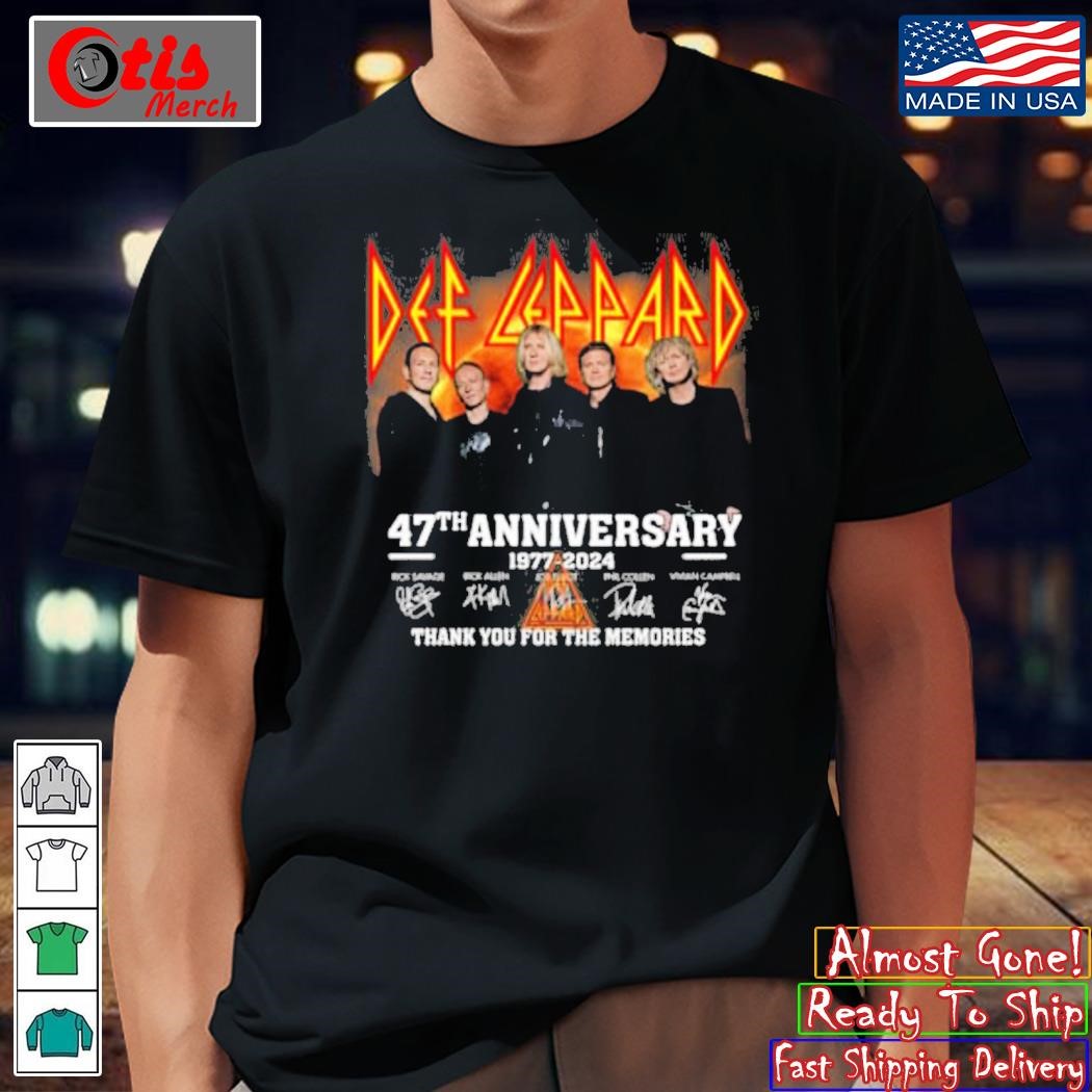 Def Leppard 47th Anniversary 1977-2024 Signature Thank You For The Memories T-Shirt