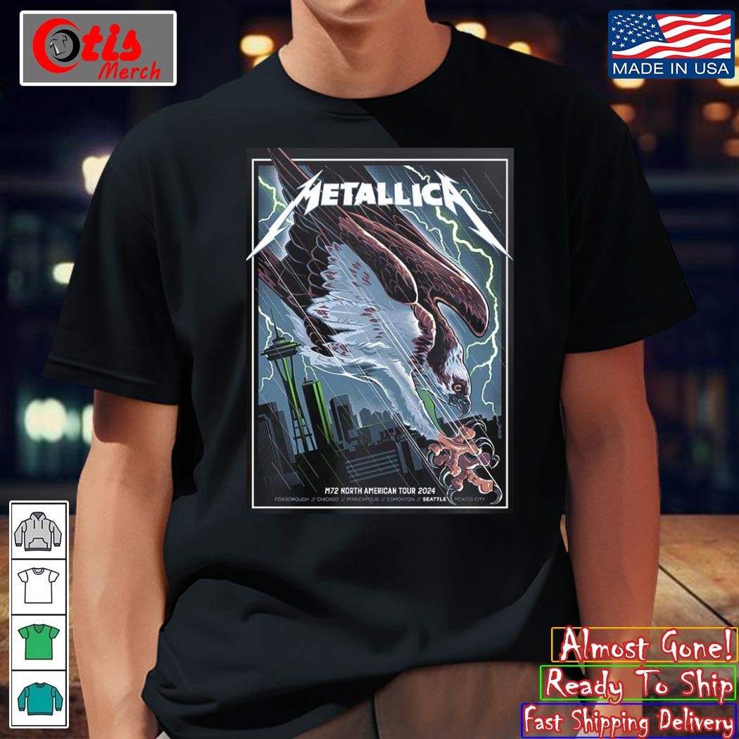 Metallica M72 North American Tour 2024 Poster For Seattle WA US At Lumen Field August 30 And September 1th 202 shirt