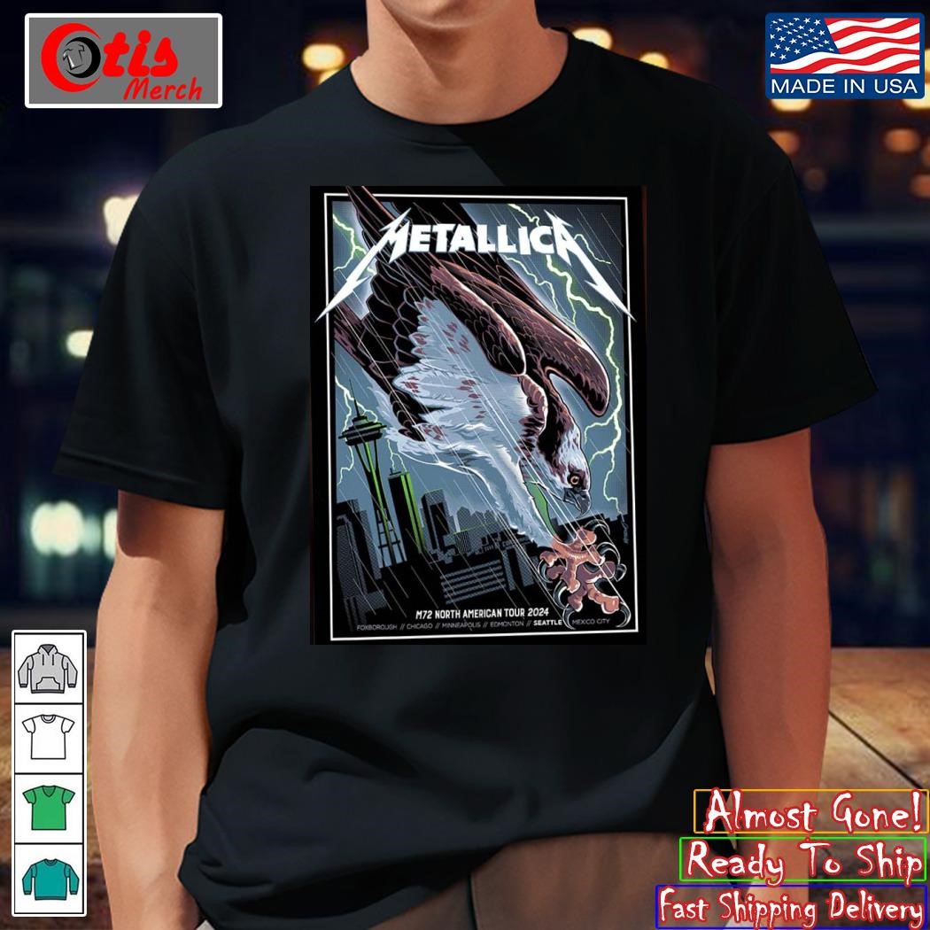 Metallica M72 North American Tour 2024 Poster For Seattle WA US At Lumen Field August 30 And September 1th 2024 shirt