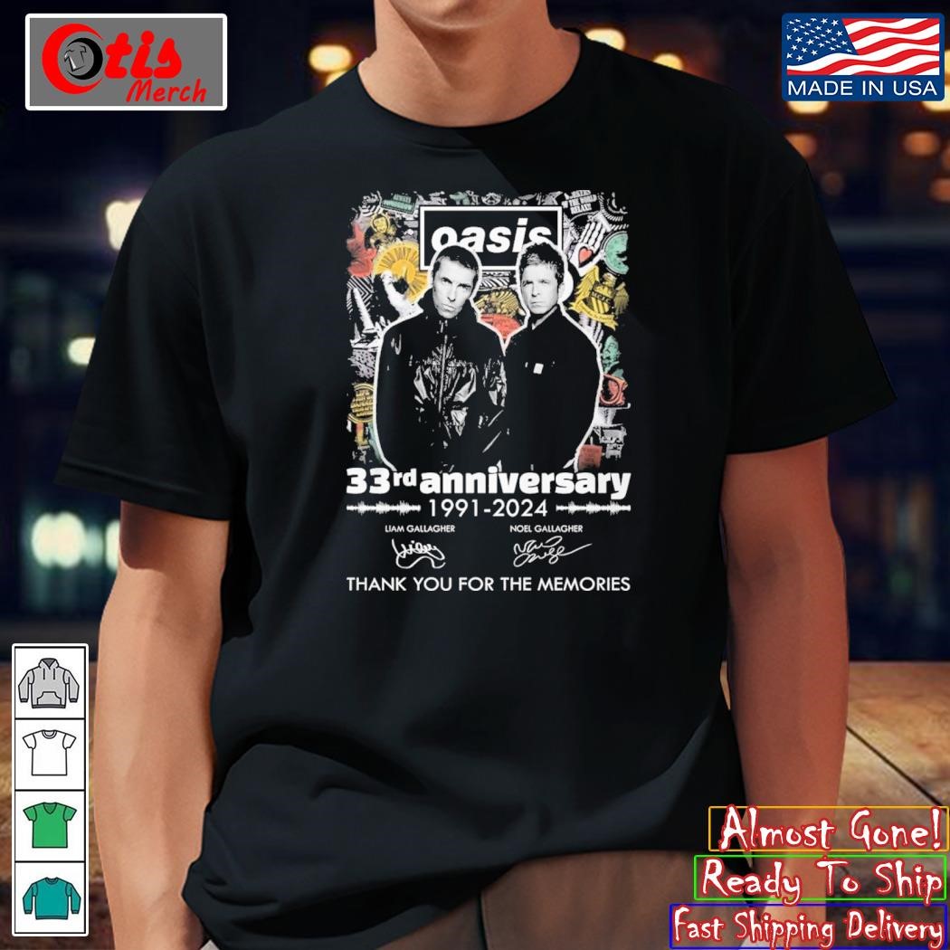 Oasis Band 33rd Anniversary 1991-2024 Thank You For The Memories T-Shirt