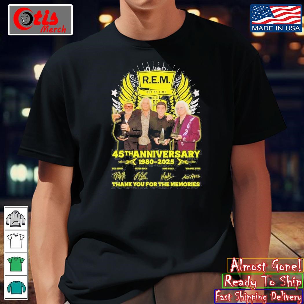 R.E.M. Out Of Time 45th Anniversary 1980-2025 Signatures Thank You For The Memories Shirt